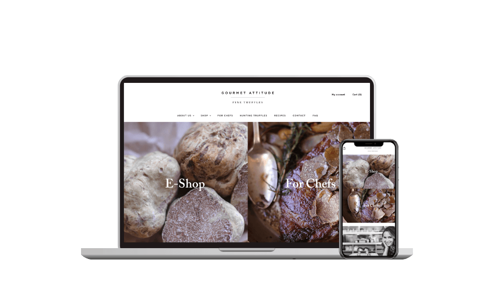 shopify gournet attitude website preview on a laptop and mobile device